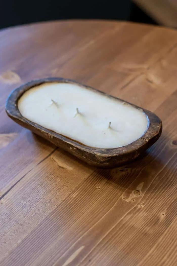 Hand Carved Wooden Candle Bowl - Image 1