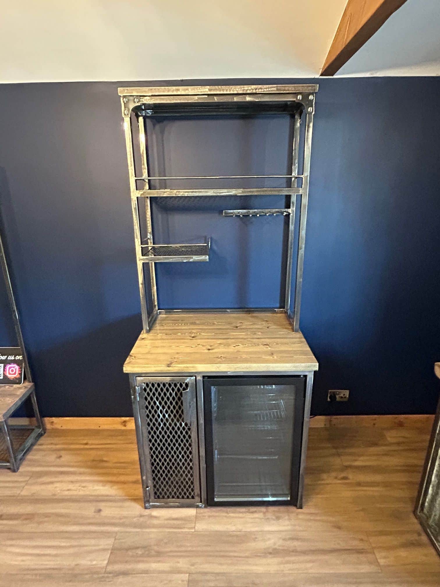 Industrial home bar with fridge Rustic Revive