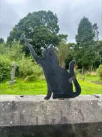 Cat and butterfly garden art metal